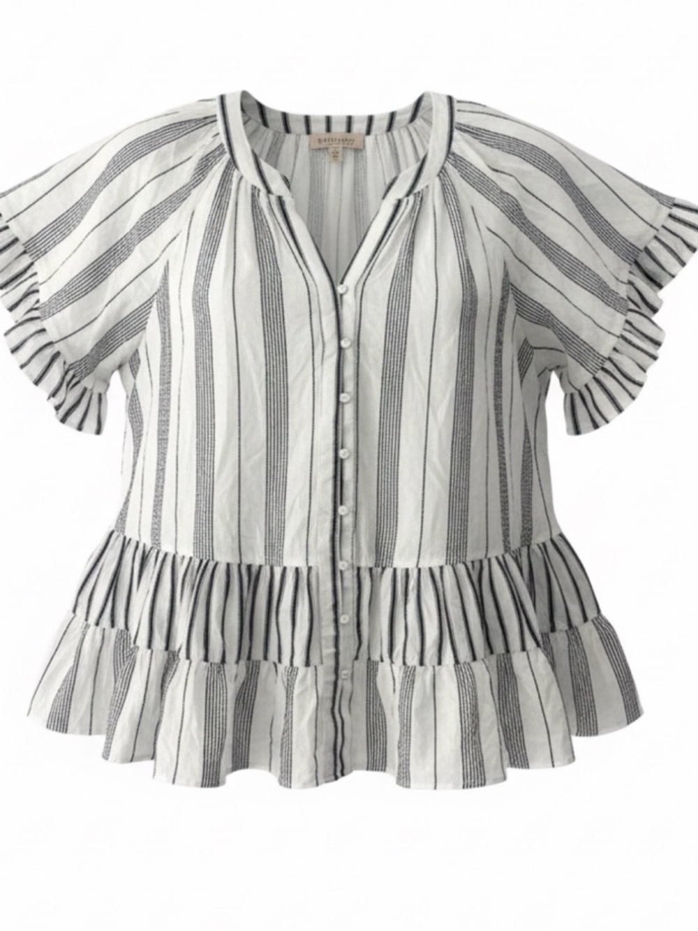 Philosophy Woman 1X Striped Peplum Top Lightweight Boho Blouse